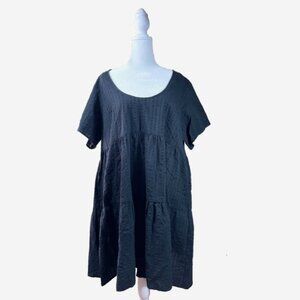 A New Day Black Babydoll Dress XXL Tiered A-Line Knee Length NWT